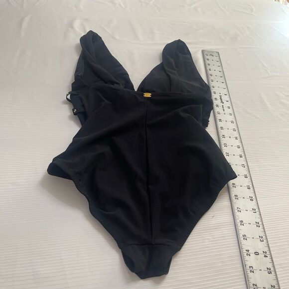 Amoressa Black Swimsuit One Piece Bathing Suit Size 8 - Picture 6 of 7